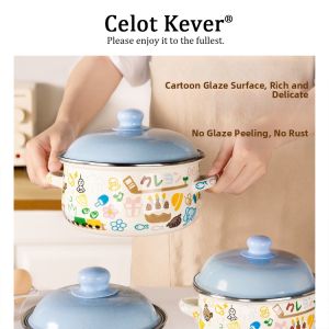 Durable High-temperature Resistant Enamel Lard Can with Cover Big Capacity