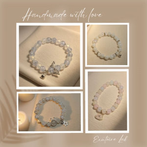 Assorted Cute Beaded Bracelets 8mm Glass Beads Elastic Wrist Fashion Women