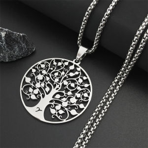 Tree of Life Pendant Stainless Steel Necklace Silver Color Women Men Amulet Neck Chain Jewelry collar arbol de la vida N11S01