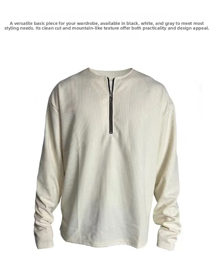 JCAESAR STUDIO | Half Zip Thin Long Sleeve Waffle T-shirt | Lazada PH