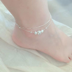 Kemstone Womens Anklet Silver Color Double Layer Beads Anklets Jewelry Gift