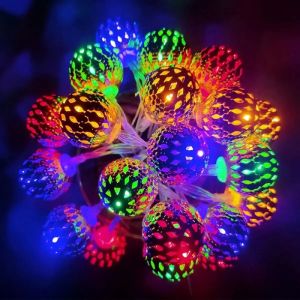 1PC 1.5M/3M Battery Powered Moroccan Ball Lamp String Indoor and Outdoor Lights Used for Wedding Party Festivals Birthday
