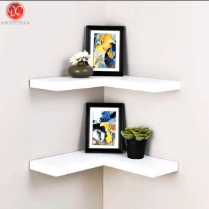 DEcTionS Rak Dinding Tempel Minimalis Aesthetic untuk Sudut / Pojok Kamar Rumah 2 Susun 40x15 cm