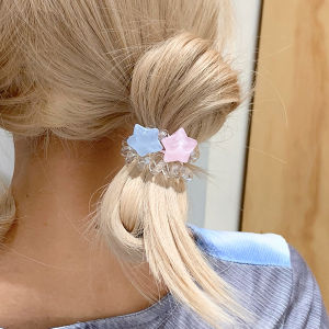 【♡Lovely girls house♡】4Pcs ดาวขนาดเล็กแบบเรียบง่ายเชือกผมโปร่งใสสำหรับผู้หญิงหญิงสาวผ้าโพกศีรษะห่วงผมยืดหยุ่นสูงสไตล์ Ins