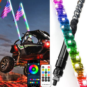 Whip Light Remote App Control Stop Turn Reverse Lamp Safety Antenna Lighted Whips for ATV UTV Polaris RZR Can-am Dune Buggy Jeep