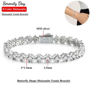 Serenity D Color Butterfly Shape Moissanite Tennis Bracelet For Women Man S925 Sterling Silver Sparkling Hand Chain Fine Jewelry