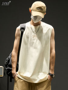 เสื้อกั๊กบาสเก็ตบอลสไตล์อเมริกัน แขนกุด ผ้าฝ้ายแท้ ทรงหลวม ลำลอง สำหรับผู้ชาย ฤดูร้อน 2025 แฟชั่น