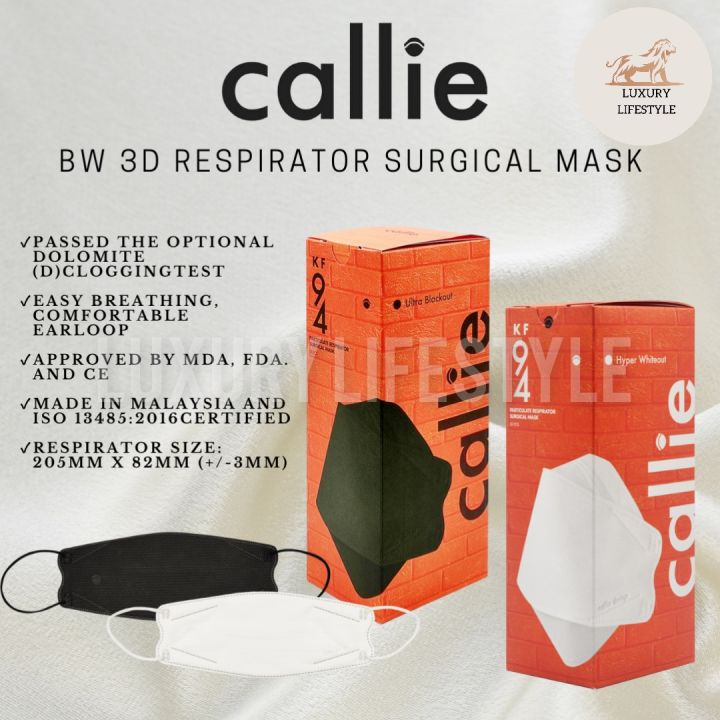 【20pcs】Callie KF94 Respiration Surgical Mask Black and White Callie