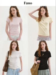 Fano | Áo Thun Cổ Tròn Tay Ngắn Slim Fit Màu Hồng