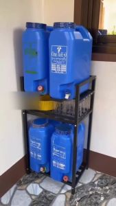 Thicken Water Gallon Rack Stand Water Container Rack Heavy Duty Stainless Steel Water Tank Bracket For Water Dispenser Rack Shelf Stand Space Saver Organizer With Additional Layer For Cups/ Glasses For Storage Bucket 200KG