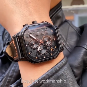 OLEVS Jam Tangan Pria Original Anti Air Mewah Tali Kulit Terbaru 2024 Chronograph  Multifungsi Watch 9950