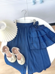 1-9 ปี ชุดยีนส์เด็กผู้หญิง เสื้อ+กางเกงขายาว ฤดูร้อนผ้าฝ้ายเสื้อผ้าเด็ก