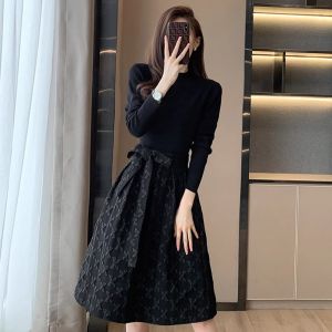 Elegant French Style A-Line Waist Shaping Illusion Layer Dress