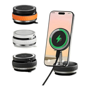 K10 Vacuum Suction Cup Car Magnetic Wireless Charger Foldable 360° Universal Rotating Stand for iPhone Samsung Gym Bath Mirror