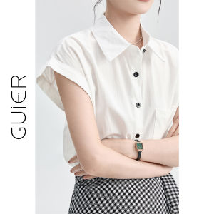 Áo Blouse Dễ Thương Tay Ngắn Màu Trắng Mùa Hè