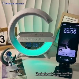 Smart RGB Changing Music Table Lamp Digital Clock Wireless Charger Bluetooth Speakers