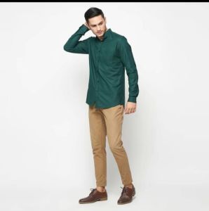 Kemeja Polos Pria Kantoran Formal Lengan panjang warna Abu Bahan Katun Premium