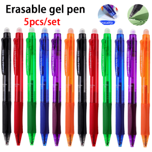 5pcs/set 0.5mm 6 Color Large Capacity Erasable Gel Pens Washable Handle Replacement Refills Writing Stationery Supplies