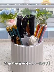 Kitchen Cutlery Storage Holder 360deg Rotating Big Capacity with Knife Organizer
