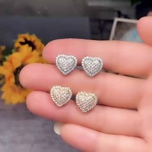 Huitan Thiết Kế Cổ Điển Chói Tai Đính Đá Trái Tim Nữ Chất Lượng Cao Lãng Mạn Phụ Kiện Nữ Vượt Thời Gian Tạo Kiểu Trang Sức