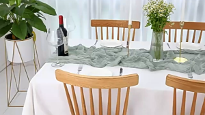 SG Specool® European-style Crinkle Gauze Table Runner 180/300CM for Wedding Ceremony Birthday Party Decor Tablecloth