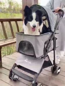 Dokii Pet Stroller 4 Wheels Trolley Foldable Travel Stroller Dog Cat Travel Stroer Pet Carrier