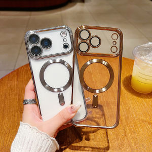 Magnetic Case for iPhone 17 Pro Max 17 Air Plating Soft Clear Cover Strong Magnet Mag-safe Full Camera Film Protector Back Shell