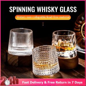 200ml Creative Rotating Whiskey Glass Bar Glass Trapezoidal Wine Glass Coffee Glass for Home