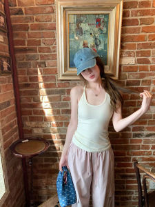 Summer Love Again Island Style Small Strap 30 with Fixed Chest Pad Cotton Blend Vest Strap Womens Fashion Inner Wear