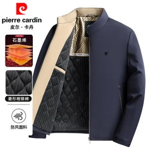 Pierre Cardin Mens Cotton Jacket Thickened Graphene Warm Stand Collar Cotton Padded Coat Autumn Winter Outerwear Coat