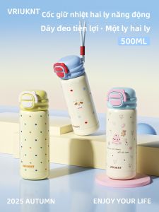 VRIUKNT | Cute Ceramic Insulated Cup with Straw Dual Use