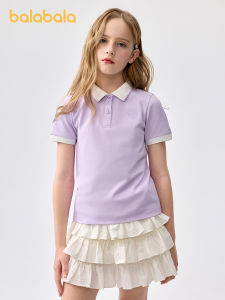 บาลาบาลาเด็กผู้หญิงผ้าฝ้าย Polo เสื้อยืดเสื้อซับในฤดูร้อน