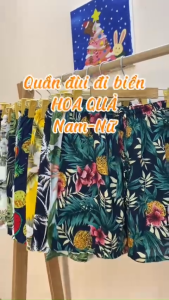 Quần đùi mặc nhà nam nữ - Quần đùi lanh họa tiết hoa quả HOT nhiều màu cực XINH 2024 - Hugo Shop