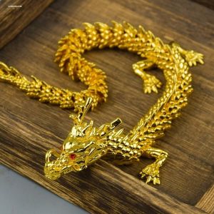 Bronze Five-Claw Golden Dragon Desktop Ornaments Office Stress Relief Handheld Pieces Chinese Style Creative Festival Gifts
