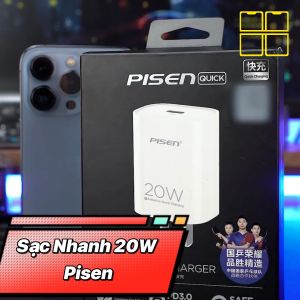 Củ sạc nhanh 20w Pisen Chuẩn PD Sạc 30 phút lên 65 phần trăm pin Bảo Hành 1 ĐỔi 1 12 Tháng I 88Mobile