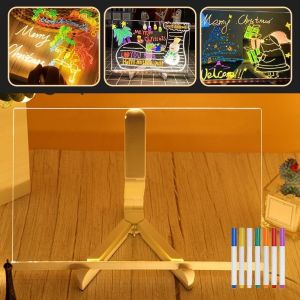STR6177 Erasable Acrylic Message Note Board LED With Bracket Children Drawing Boards Dry Erase Board Note Board with Colors