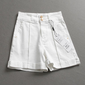 Quần Jeans Ống Thẳng Cạp Cao Co Giãn Màu Trắng Cho Nữ Quần Short Denim Mùa Hè 2025 Thời Trang Mới L428 Quần Jeans Thường Ngày