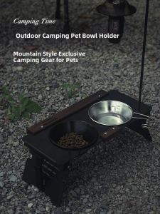 Outdoors Camping Non-Tipping Dual Bowls For Small Dogs