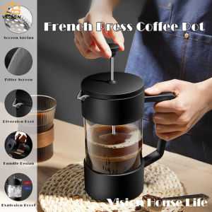 Vision 350ml/600ml/1000ml French Press Coffee Maker Borosilicate Glass French Filter Pressure Pot Single Cup Coffee Hand Brewer Portable Press Coffee Tea Brewer Travel Tea Maker for Camping Travel Gifts