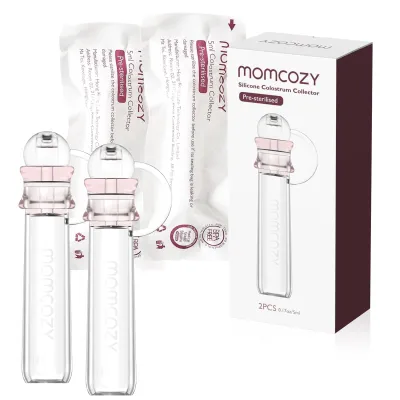 Momcozy Colostrum Collector Reusable Breast Milk Collector with Storage Case and Cotton Wipe Portable Colostrum Container BPA Free Multi-Use Collector 5ml-2pcs&6pcs