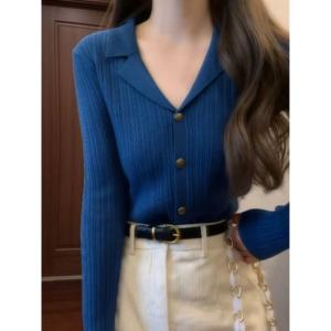 PEIXI | Áo Sweater Knit Tay Dài Cổ POLO Đẹp