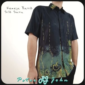 Peter N John Satin Silk Batik Shirt Short Sleeve 7040