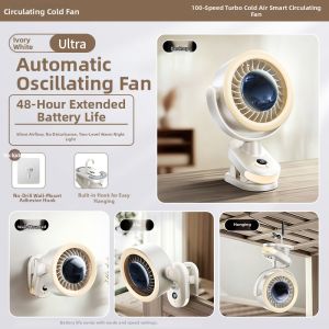 HOOYS | Portable Cooling Baby Stroller Fan Swivel Silent Charging