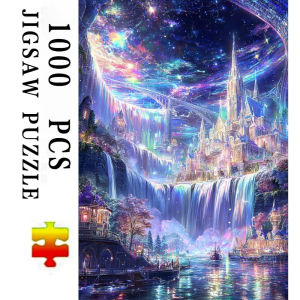 Jigsaw Puzzle for Adults 500/1000/1200/2000PCS Dreamy Castle and Falls Artwork Mindful Game Stress Relief Decor Gift