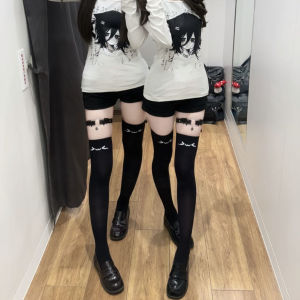 ถุงเท้าสั้นผู้หญิงสไตล์ญี่ปุ่น ลายการ์ตูนสุดน่ารัก ถุงเท้าข้อสูง ความยาวถึงเข่า ทรงหวานๆ ลายการ์ตูนสุดน่ารัก