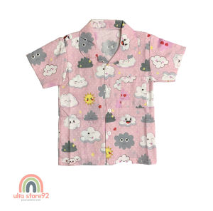 Piyama Anak Lengan Pendek Umur 2 Sampai 10 Tahun Motif Awan Bahan Polymicro Nyaman