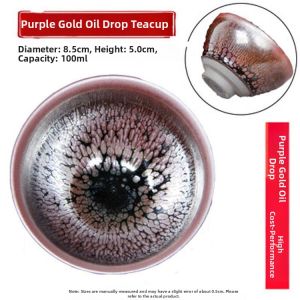 Yohen Tenmoku Silver Hairs Spotted Tea Cup