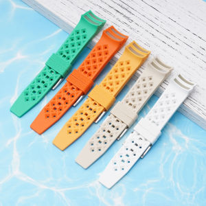 Curved End Strap for Swatch X Blancpain Five Ocean Men Women Waterproof Sport for Fifty Fathoms Liquid Silicone Watch Band 22mm