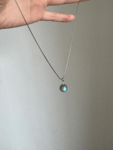 XGLightseeker Minimalist Moonstone Tiny Bulb Snake Bone Necklace Korean Style round Bead Pendant Clavicle Chain Jewelry