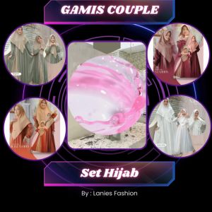gaun gamis wanita set hijab couple gaun anak dan ibu set hijab